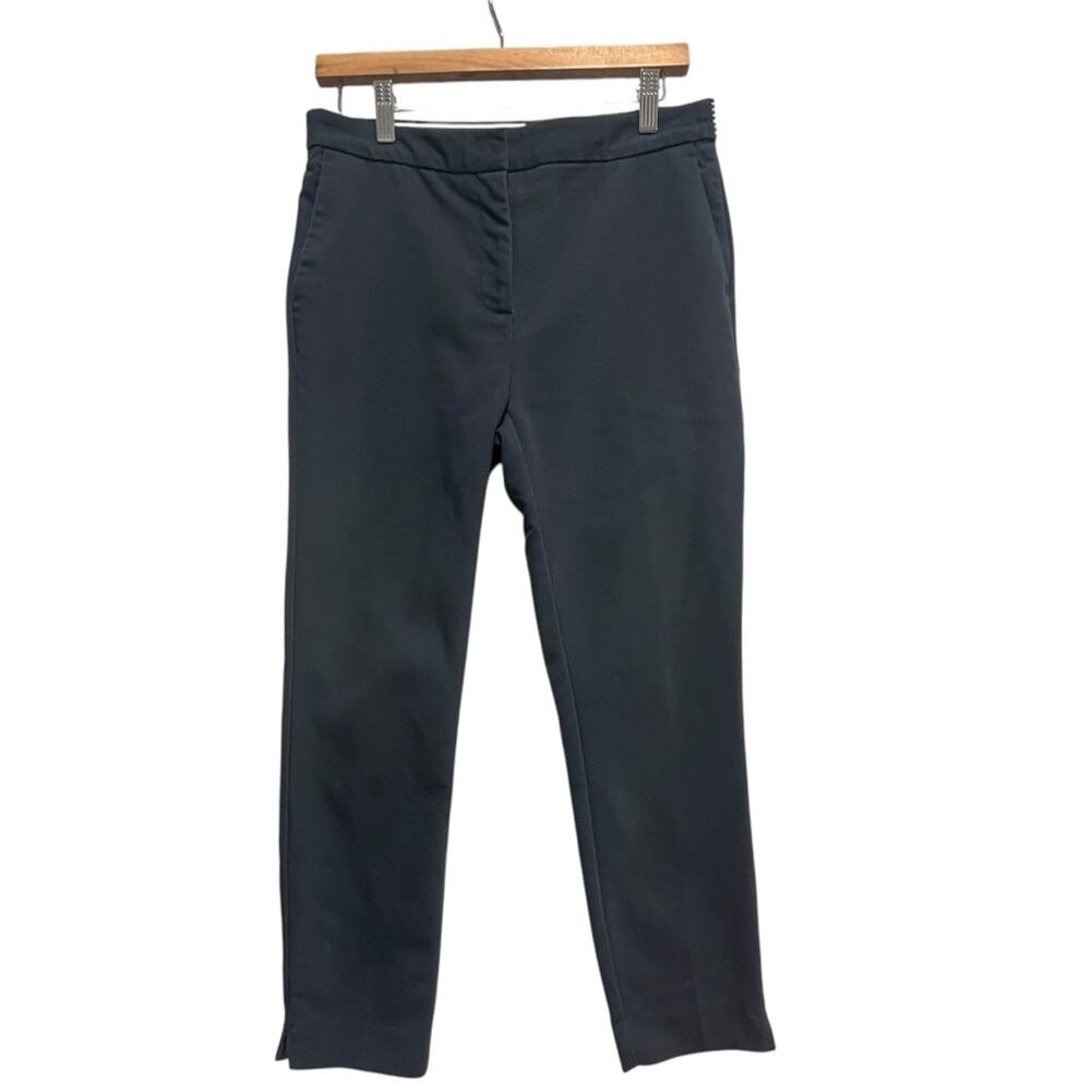 ZARA Flat Front Ankle Pants Size Large Navy Blue Slacks Chinos Career Business